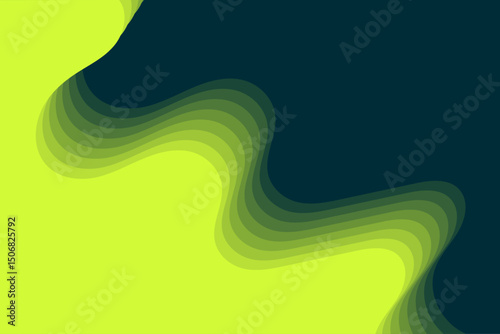 Light green abstract paper cut vector background with overlapping wavy lines forming modern layered design for cover or flyer use