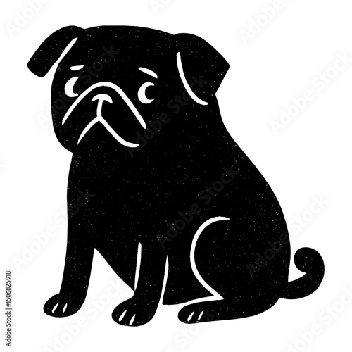 Vintage pug illustration art vector