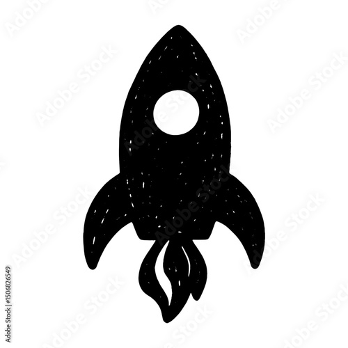 Simple black rocket silhouette illustration vector