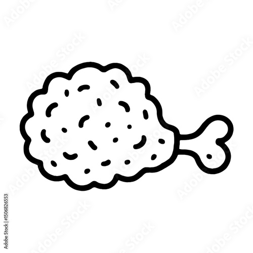 Crispy cartoon chicken drumstick illustration vector
