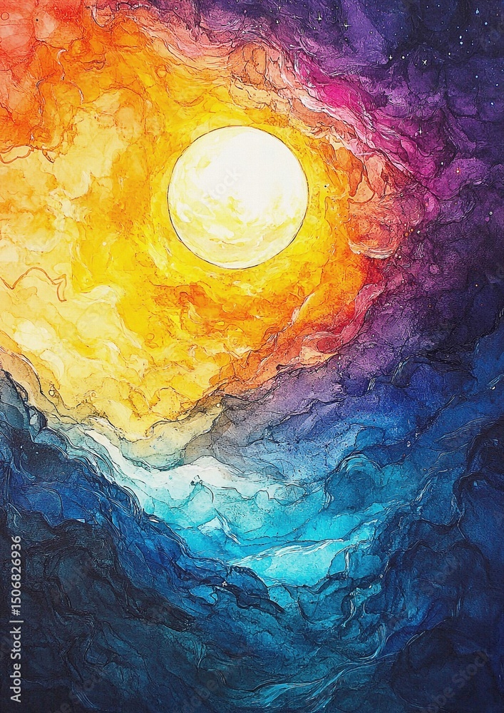 Celestial Mountain Ranges: A Vibrant Abstract Landscape Celestial Mountain Ranges: A Vibrant Abstract Landscape
