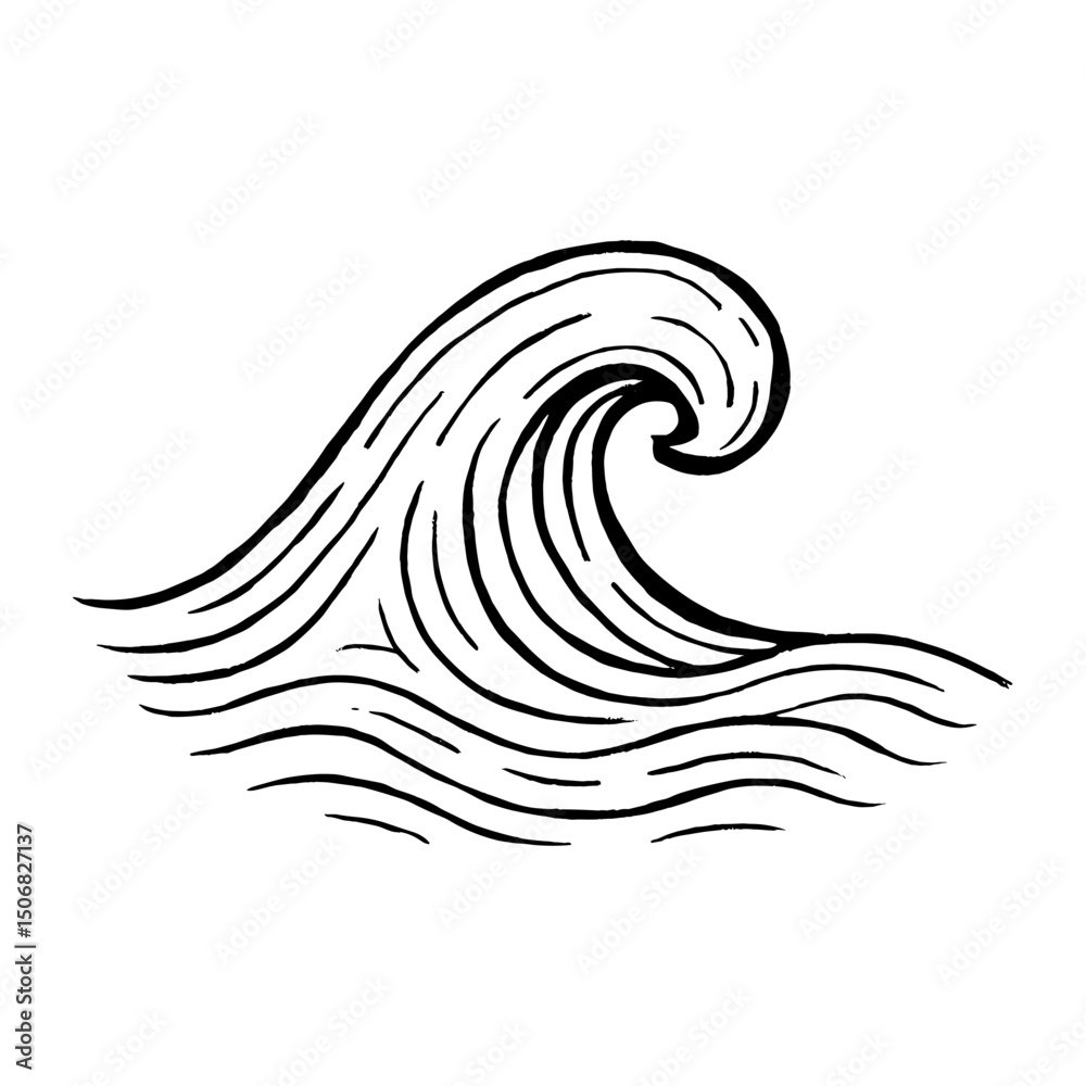 Naklejka premium Minimalist wave line art vector