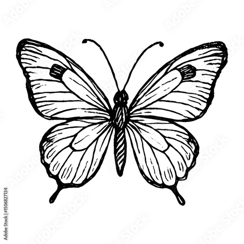 Elegant monochrome butterfly illustration vector