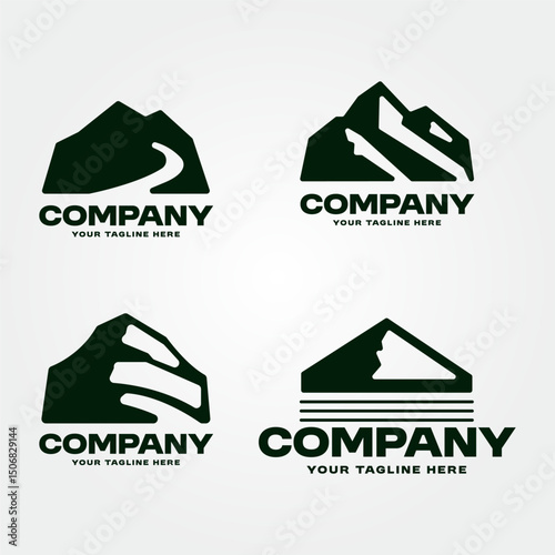  stunning mountain logos with clean lines, modern minimalist designs, and a bold visual identity tailored for business branding