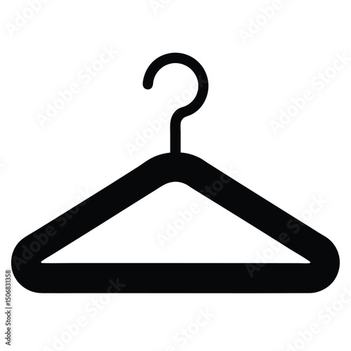 Black Clothing Hanger Outline on White Backdrop Simple Fashion Icon Illustration