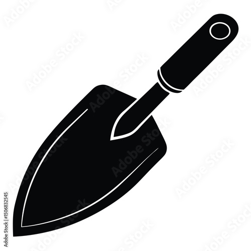 Black Hand Trowel Garden Tool Icon Gardening Equipment Illustration, Simple Design