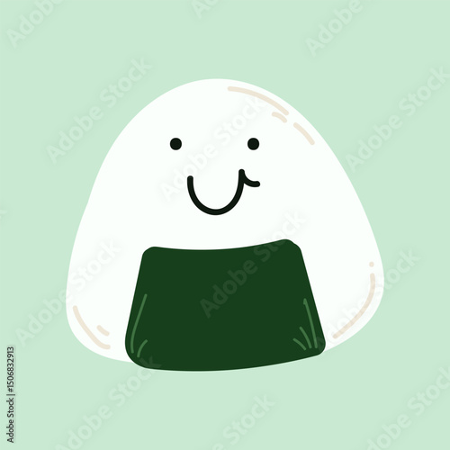 Rice ball Cartoon Vector Illustration Isolated On White background. hand drawn. Rice ball for fabric design, textile print, wrapping paper, cover. Vector illustration.