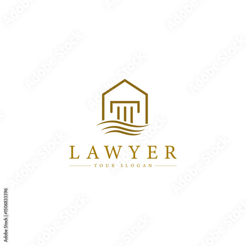 justice law logo design template. attorney logo with pillar and book shape illustration