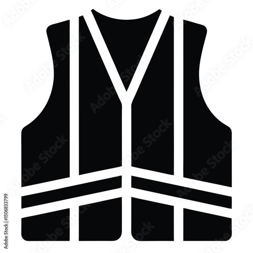Black Safety Vest with White Straps for Safety Apparel Design
