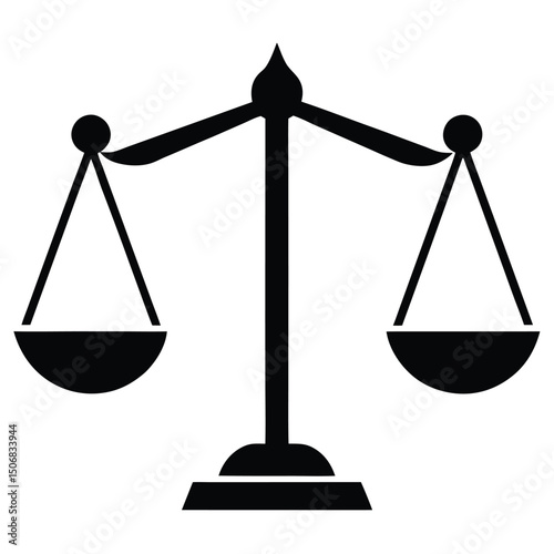 Black Scales of Justice Icon Symbol of Law, Fairness, and Balance