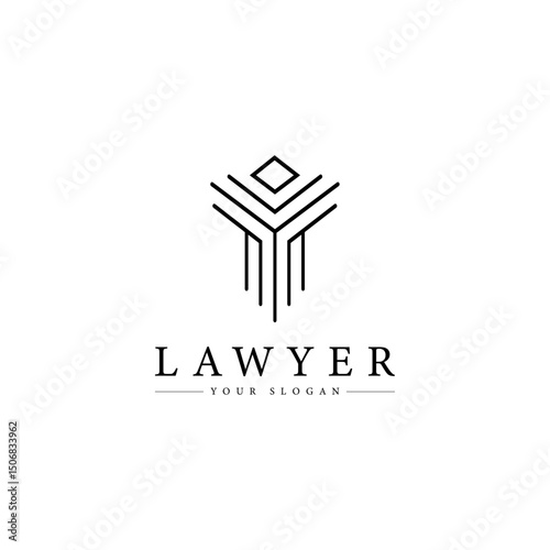 justice law logo design template. attorney logo with pillar and book shape illustration
