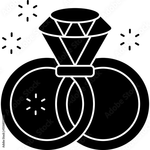Wedding Rings Icon Vector Element