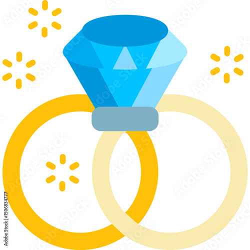 Wedding Rings Icon Vector Element