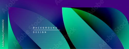 Abstract gradient design. Vivid purple, teal, blue hues blend smoothly. Modern background for digital projects, presentations. Minimalist aesthetic.