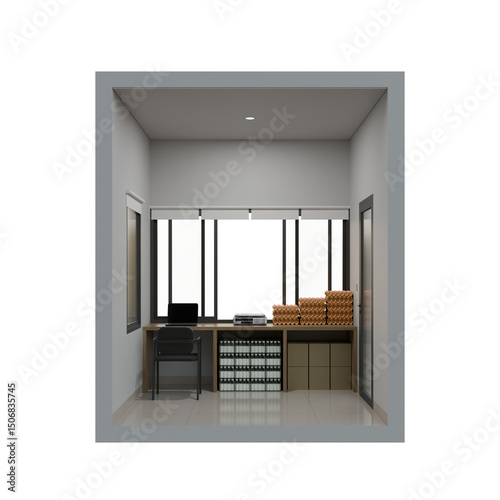 Small Shop Back View 3D Design Element
