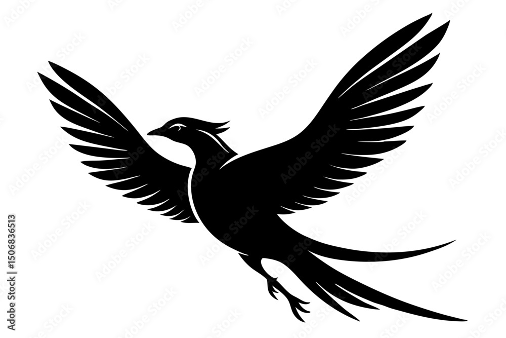 Fototapeta premium Flying Bird Silhouette Wings Spread Phoenix Animal