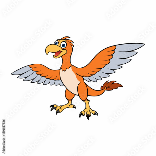 Duck Like Bird with Wings Open