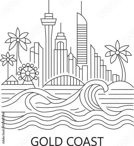Gold Coast City Line Draw Simple Minimalist