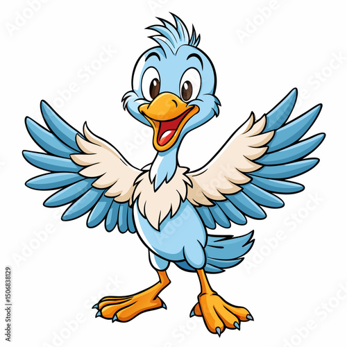 Open Wing Bird Flying on White