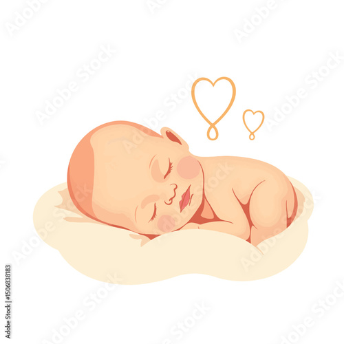 Baby peacefully sleeping on cozy blanket, symbolizing comfort