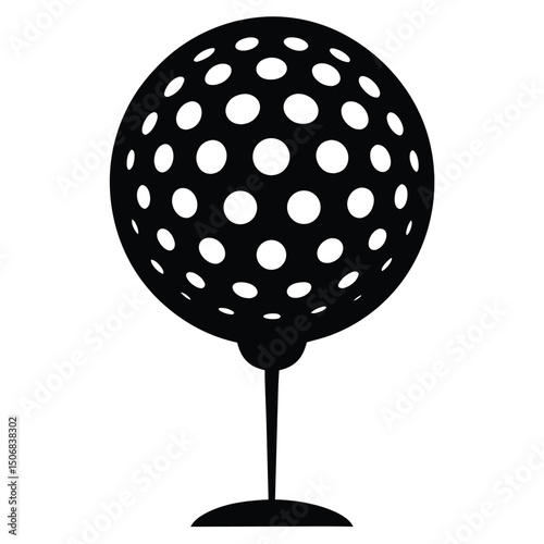 Golf Ball on Tee Black and White Dimpled Sphere Ready for a Swing
