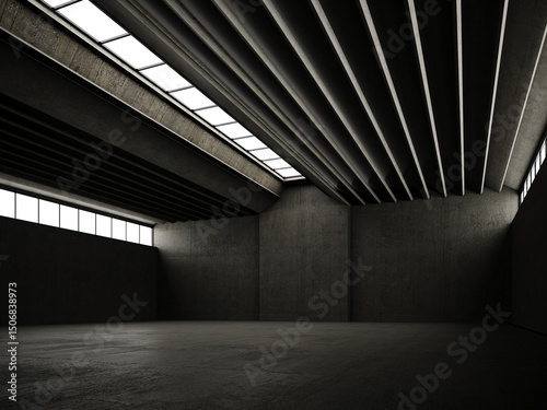 Factory or warehouse or industrial building. Modern interior design .empty space for industry background. 3d render.	
