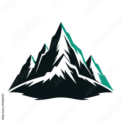 Mountain illustration and silhouette vector with white background