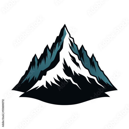 Mountain illustration and silhouette vector with white background