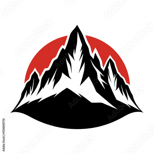 Mountain illustration and silhouette vector with white background