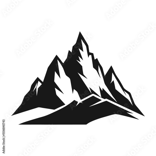 Mountain illustration and silhouette vector with white background
