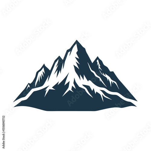 Mountain illustration and silhouette vector with white background