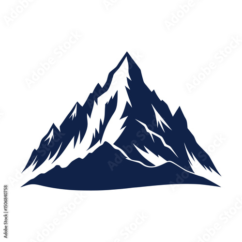 Mountain illustration and silhouette vector with white background