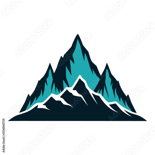 Mountain illustration and silhouette vector with white background