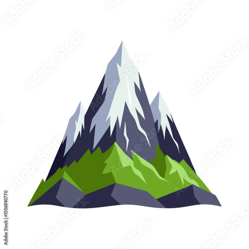 Mountain illustration and silhouette vector with white background