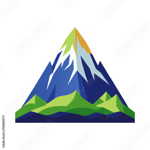 Mountain illustration and silhouette vector with white background