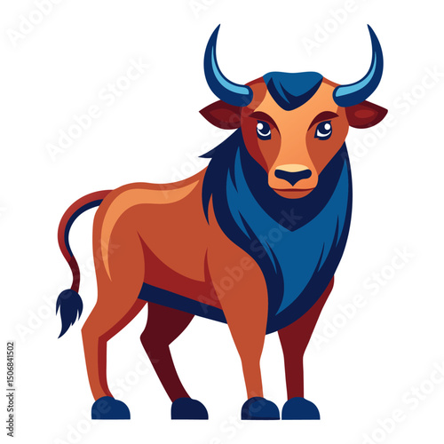 Bull illustration vector with white background