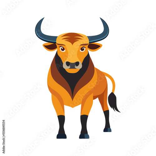 Bull illustration vector with white background