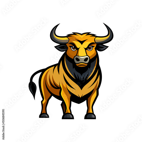 Bull illustration vector with white background