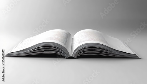 Open Book Mockup with Blank Pages and Curved Spine

