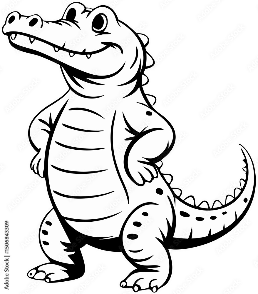 Fototapeta premium Alligator Illustration with White Outline