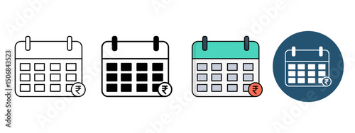 Calendar Icon Set – Line, Glyph, Fill & Background Styles