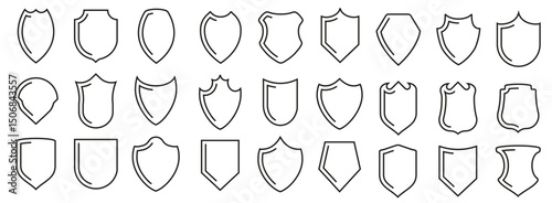 Protection shield icons. Set of shield icons in black. Vector illustration vector