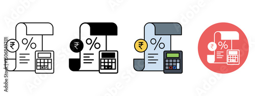 Profit Loss Statement Icon Set – Line, Glyph, Fill & Background Styles