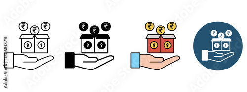 Save and Invest Icon Set – Line, Glyph, Fill & Background Styles

