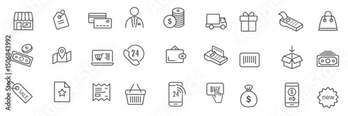 set linear e commerce icons shopping icons simple design