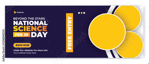World National Science fiction day Facebook cover. Happy world science fiction day celebration
