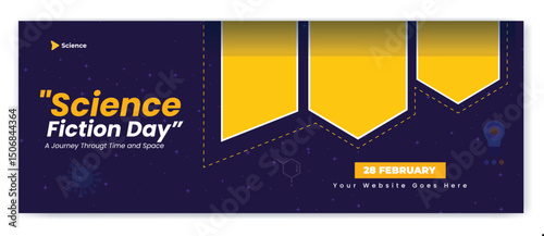 World National Science fiction day Facebook cover. Happy world science fiction day celebration
