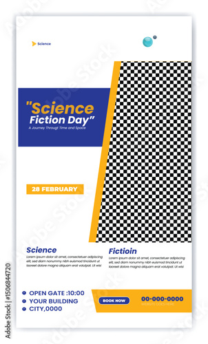 World National Science fiction day instagram story design. Happy world science fiction day celebration