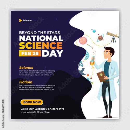 World National Science fiction day social media post imagy. Happy world science fiction day celebration
