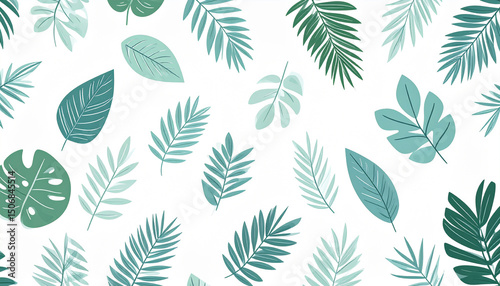 Botanical pattern with tropical leaves on white – modern and fresh